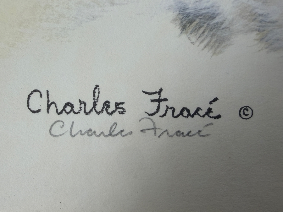 Charles Fracé Artist Signed 'Snow Leopard' Print 15 X 14 Framed 20 X 19 [Photo 5]