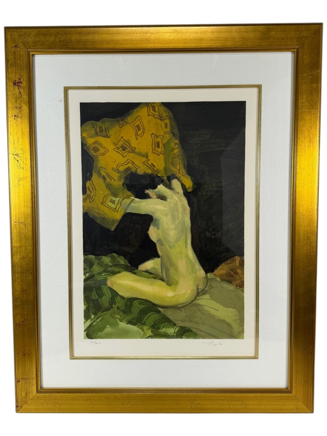 Malcolm T. Liepke (b. 1953, American) Limited Edition Lithograph Titled 'Seated Nude' Artist Signed Numbered 80 of 275 14 X 20.5 Framed 26 X 33
