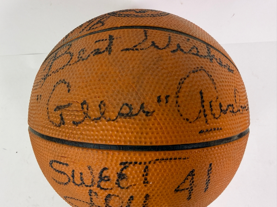 Vintage Harlem Globetrotters Signed Basketball and Playing Cards - See Photos for Signatures Including Fred 'Curly' Neal, 'Sweet Lou' Dunbar and Hubert 'Geese' Ausbie [Photo 3]