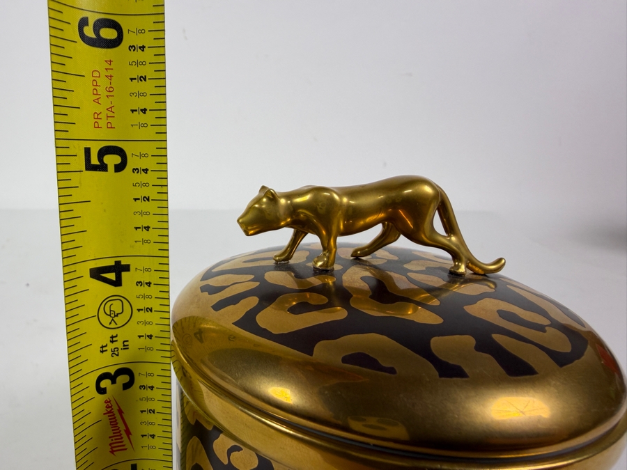  L'Objet Leopard Candle Featuring a Porcelain Design with 24K Gold Accents and a Gold-plated Leopard Finial 4.75H Retails $195 [Photo 7]