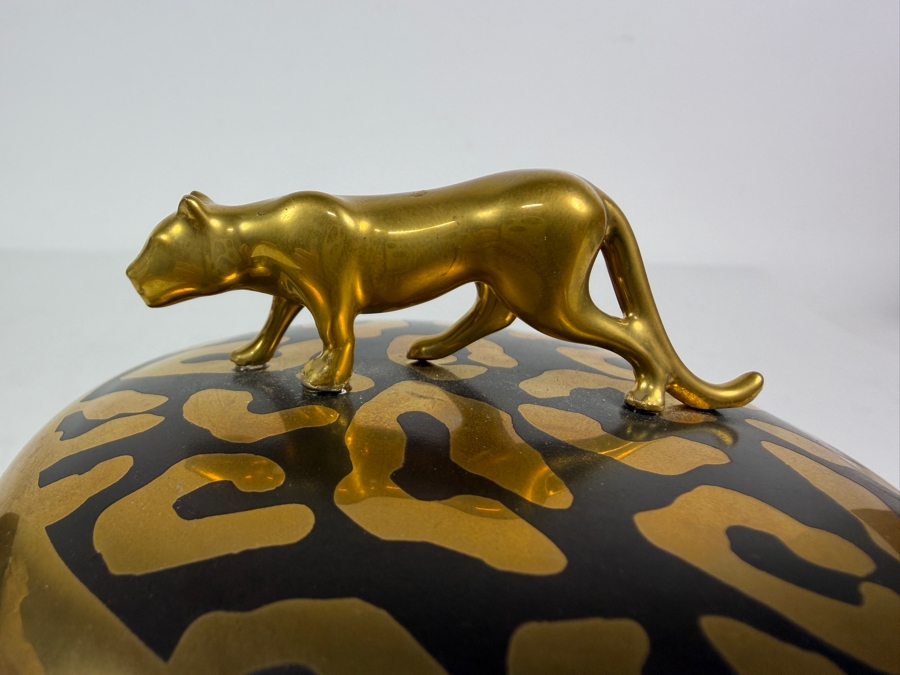  L'Objet Leopard Candle Featuring a Porcelain Design with 24K Gold Accents and a Gold-plated Leopard Finial 4.75H Retails $195 [Photo 6]