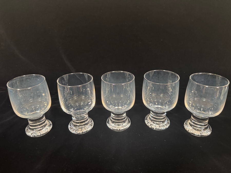 Set Of 5 Iittala Tapio Wirkkala 'Joiku' Finnish Mid-Century Modern Crystal Wine Glasses 5.25'H [Photo 2]