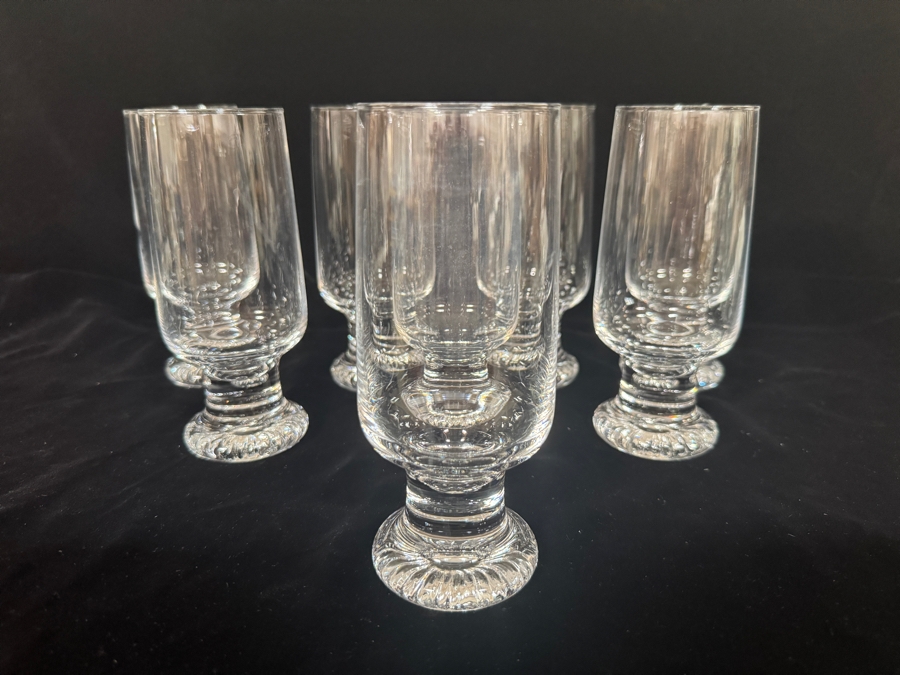 Set Of 7 Iittala Tapio Wirkkala 'Joiku' Finnish Mid-Century Modern Crystal Beer Highball Glasses 6.5'H [Photo 2]
