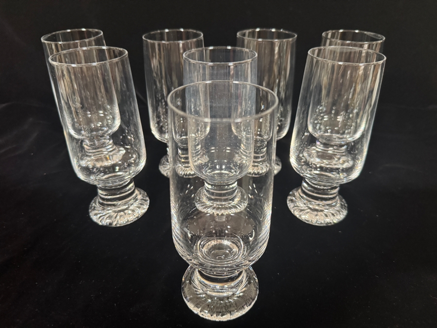 Set Of 7 Iittala Tapio Wirkkala 'Joiku' Finnish Mid-Century Modern Crystal Beer Highball Glasses 6.5'H [Photo 3]