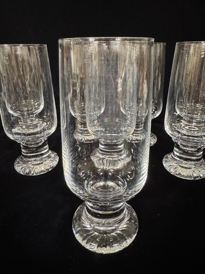 Set Of 7 Iittala Tapio Wirkkala 'Joiku' Finnish Mid-Century Modern Crystal Beer Highball Glasses 6.5'H [Photo 4]