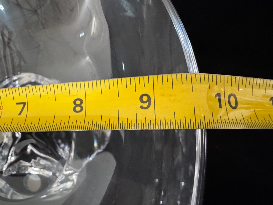 Steuben John Dreves Mid-Century Modern Clear Fine Crystal Low Footed Centerpiece Bowl Featuring Four Hand-Formed Scroll Feet 9.5'W X 4.5'H [Photo 4]