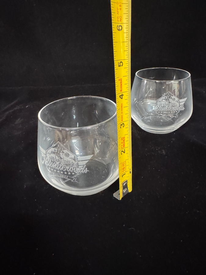 Set of 2 US Air Force 'We Are The Thunderbirds' Etched Glasses 3.5'H [Photo 5]