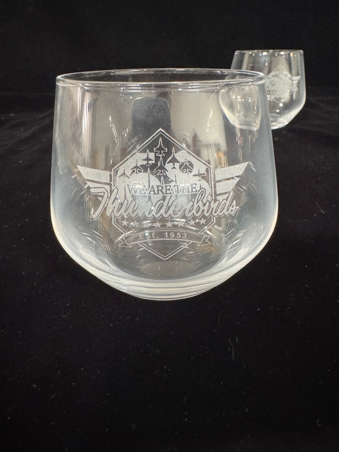 Set of 2 US Air Force 'We Are The Thunderbirds' Etched Glasses 3.5'H [Photo 4]