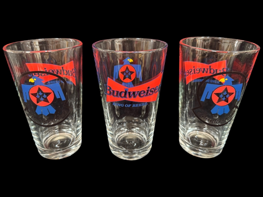 Set of 3 Budweiser USAF Thunderbirds Pint Beer Glasses 6'H