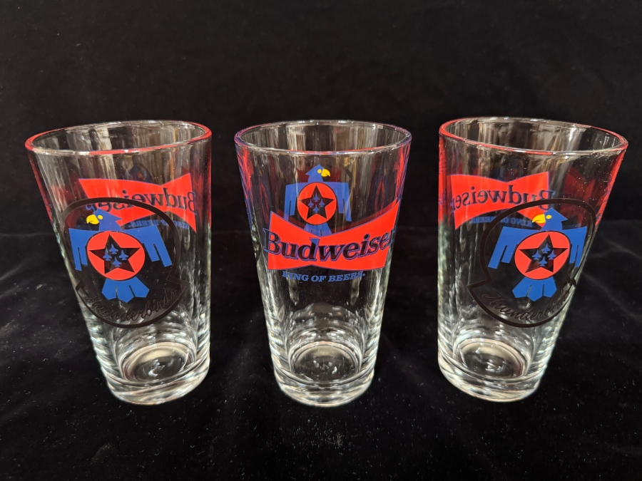 Set of 3 Budweiser USAF Thunderbirds Pint Beer Glasses 6'H [Photo 2]