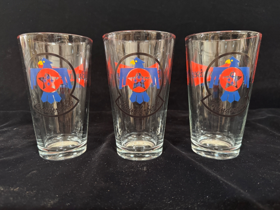 Set of 3 Budweiser USAF Thunderbirds Pint Beer Glasses 6'H [Photo 4]