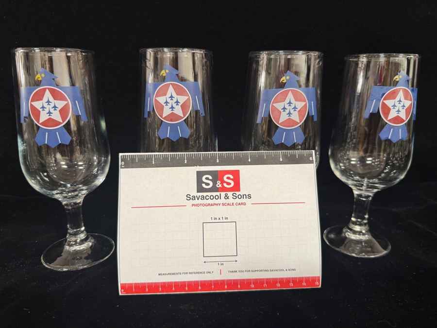 Set of 4 Vintage Air Force Thunderbirds Stemmed Goblet Beer Glasses 7'H [Photo 7]
