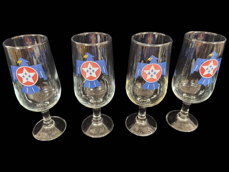 Set of 4 Vintage Air Force Thunderbirds Stemmed Goblet Beer Glasses 7'H