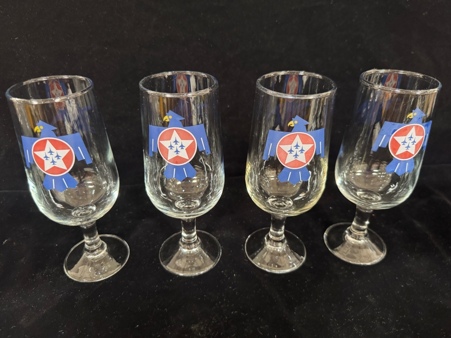 Set of 4 Vintage Air Force Thunderbirds Stemmed Goblet Beer Glasses 7'H [Photo 2]