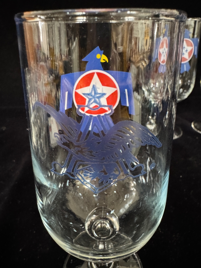 Set of 4 Vintage Air Force Thunderbirds Stemmed Goblet Beer Glasses 7'H [Photo 5]