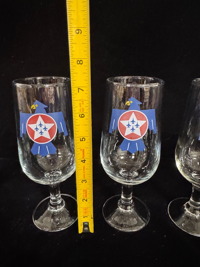 Set of 4 Vintage Air Force Thunderbirds Stemmed Goblet Beer Glasses 7'H [Photo 6]