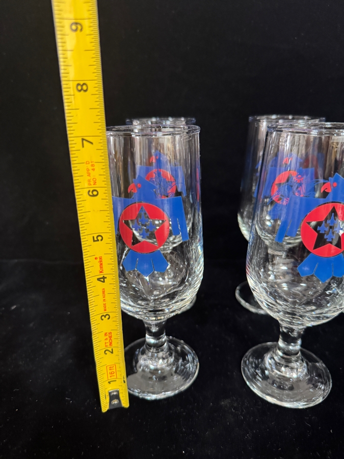 Set of 6 Vintage Air Force Thunderbirds Stemmed Goblet Beer Glasses 7'H [Photo 4]