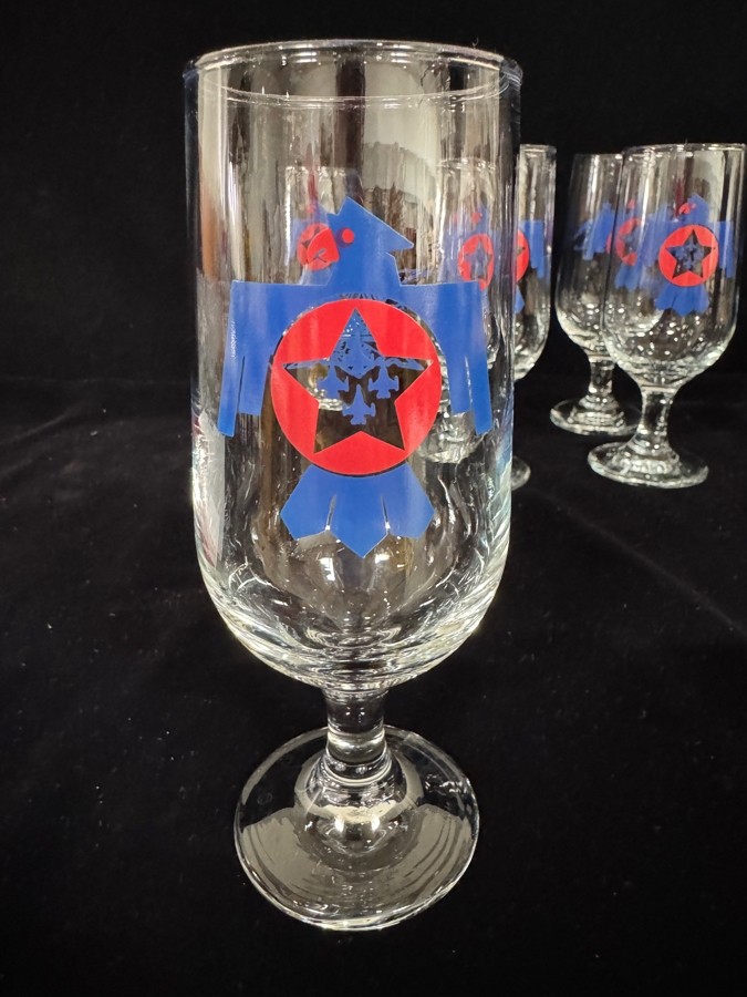 Set of 6 Vintage Air Force Thunderbirds Stemmed Goblet Beer Glasses 7'H [Photo 5]