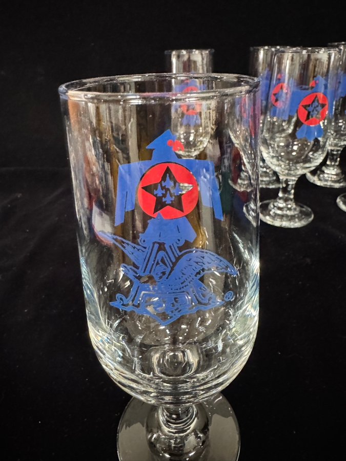 Set of 6 Vintage Air Force Thunderbirds Stemmed Goblet Beer Glasses 7'H [Photo 6]