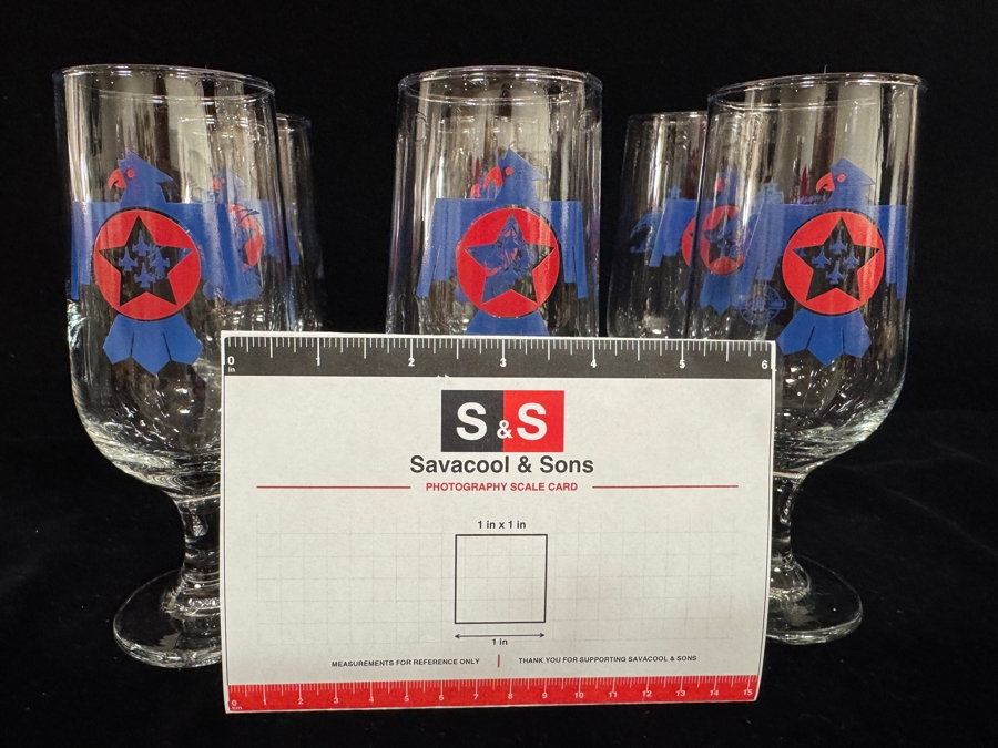 Set of 6 Vintage Air Force Thunderbirds Stemmed Goblet Beer Glasses 7'H [Photo 7]