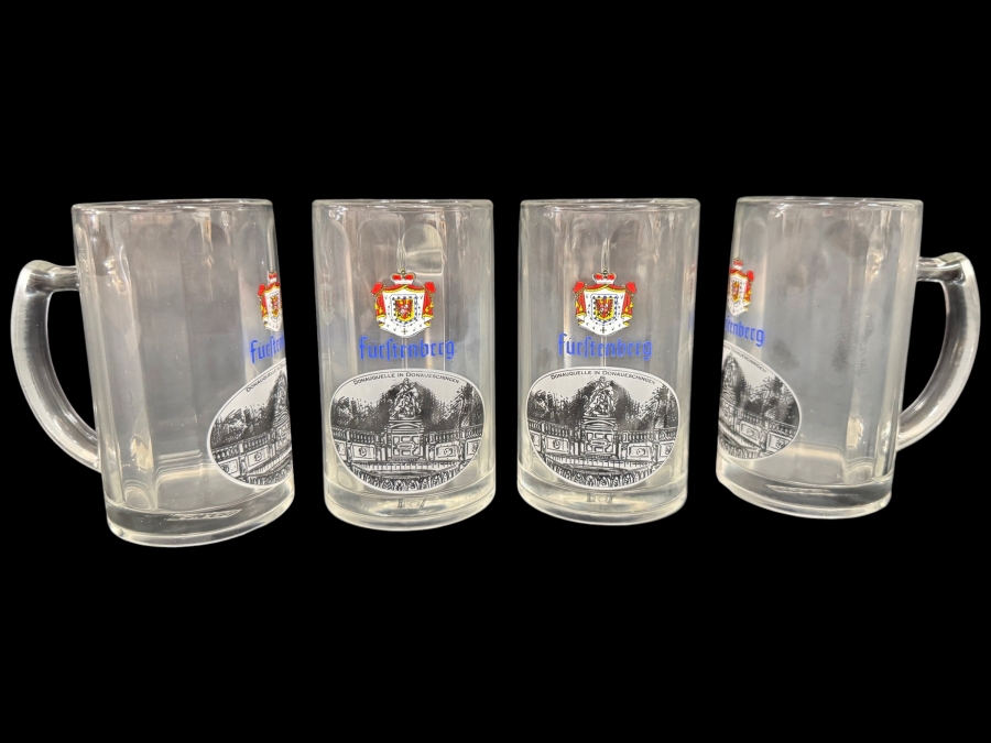 Set of 4 Vintage German Furstenberg Donauquelle Beer Mugs 4.75'H
