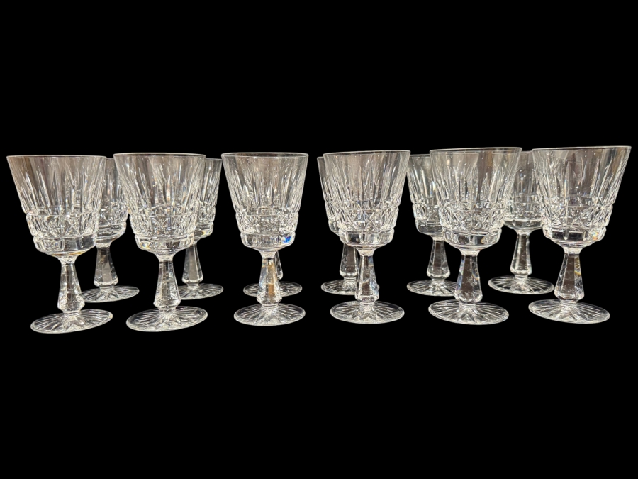 Set of 12 Vintage Waterford Crystal Kylemore Water Goblets / Wine Glasses 6.75'H