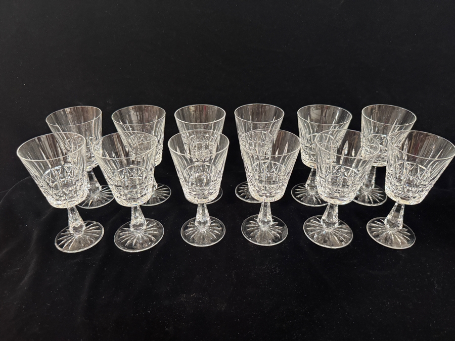 Set of 12 Vintage Waterford Crystal Kylemore Water Goblets / Wine Glasses 6.75'H [Photo 3]