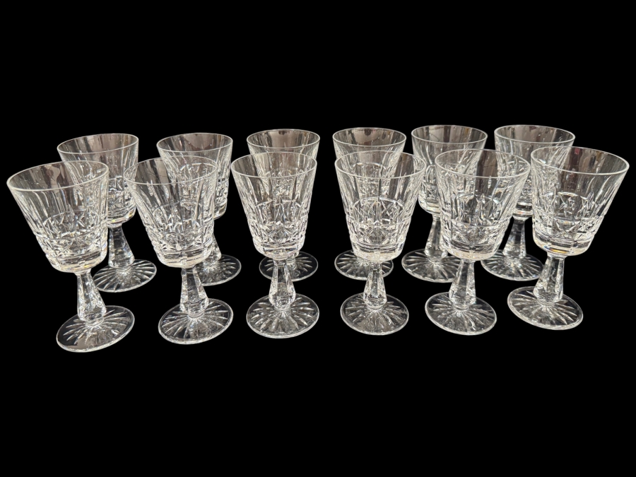 Set of 12 Vintage Waterford Crystal Kylemore Claret Wine Glasses 5.8'H