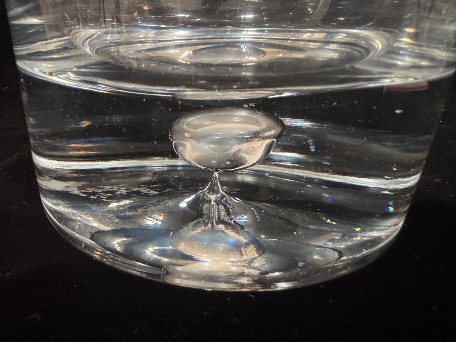 Vintage Krosno Poland Large Clear Glass 8x5 Cylinder Vase Teardrop Bubble Bottom [Photo 4]