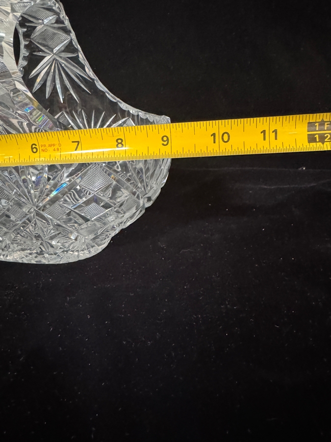 Bohemian Cut Glass Brides Basket Vintage Clear Crystal Star Burst Centerpiece Bowl 9'W X 8'H [Photo 3]
