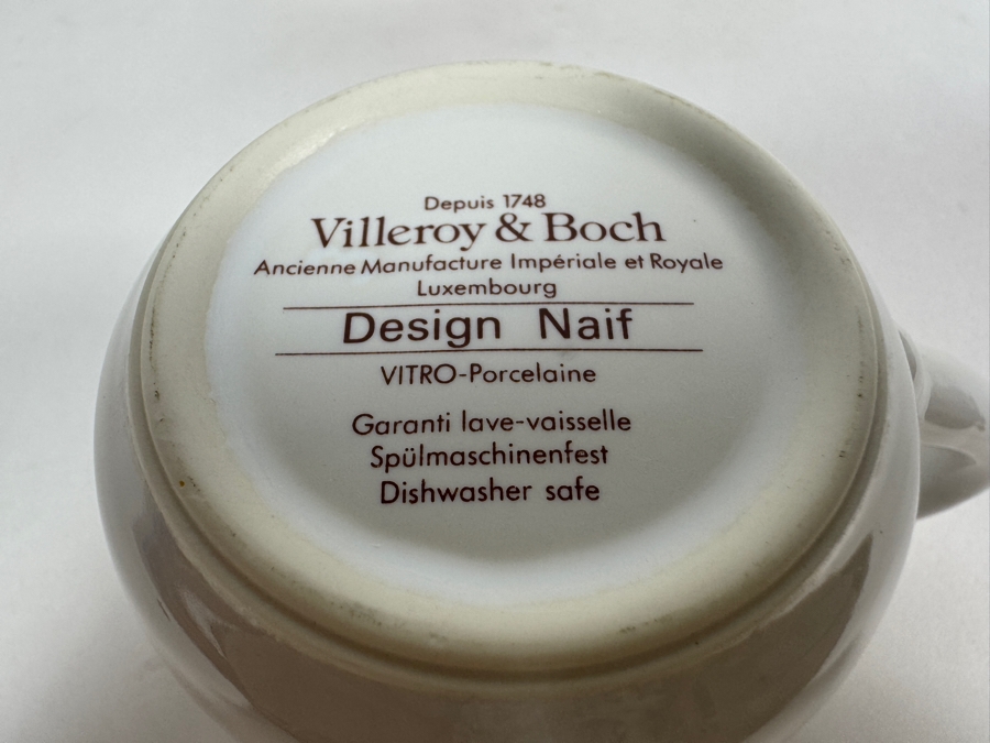 (6) Vintage Villeroy And Boch Design Naif Pattern Premium Porcelain Demitasse Espresso Cups Featuring Rooster Motif [Photo 4]