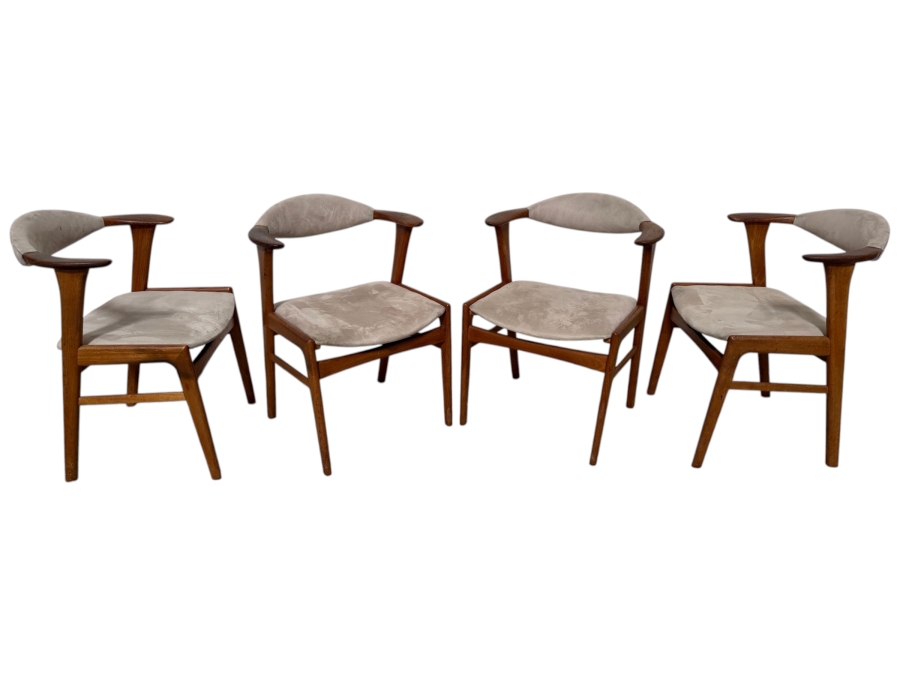 (4) Vintage Danish Mid-Century Modern Model 49 Chairs in Teak by Erik Kirkegaard for Høng Stolefabrik 22W X 20D X 29H