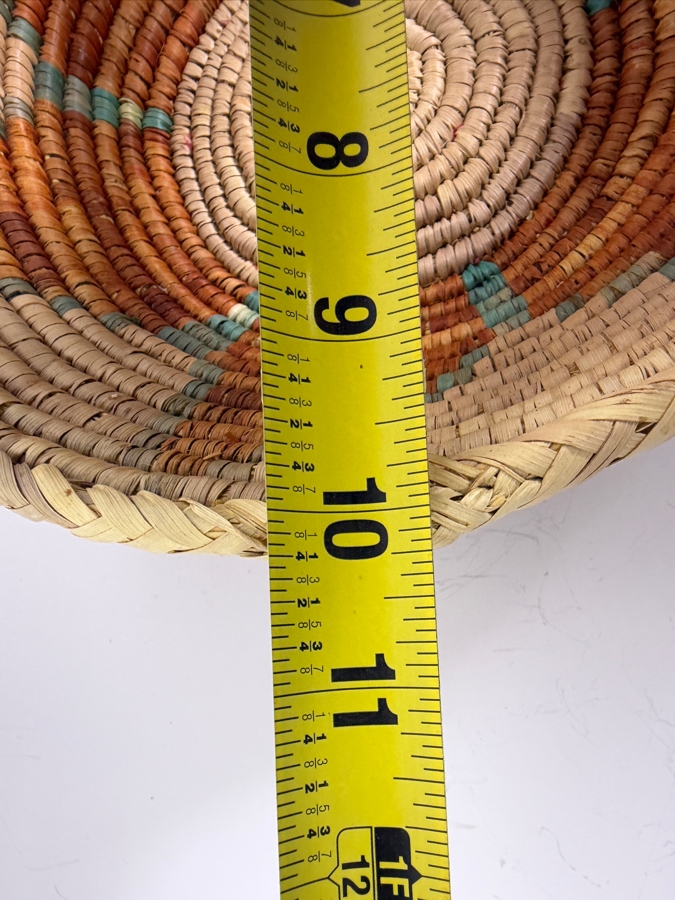 Vintage Hand-woven Coiled Basket Bowl With Star Design 10'W X 3'H [Photo 5]