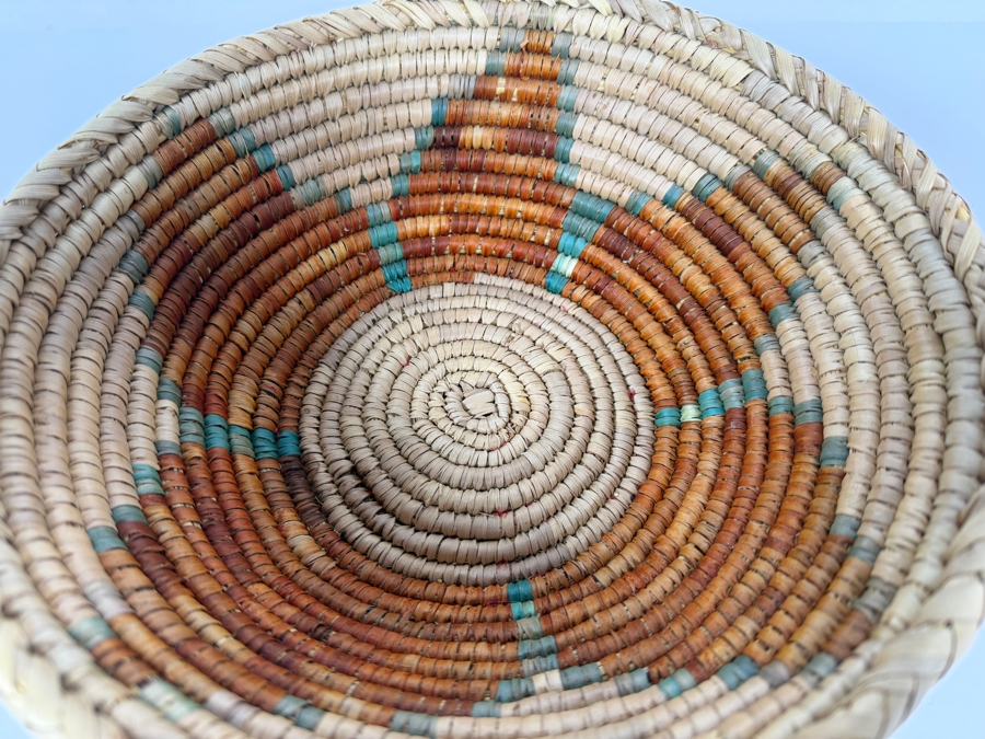 Vintage Hand-woven Coiled Basket Bowl With Star Design 10'W X 3'H [Photo 2]