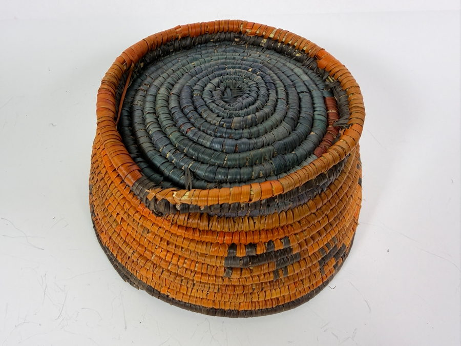 Vintage Hand-woven Coiled Basket Bowl 7'W X 3.25' [Photo 4]