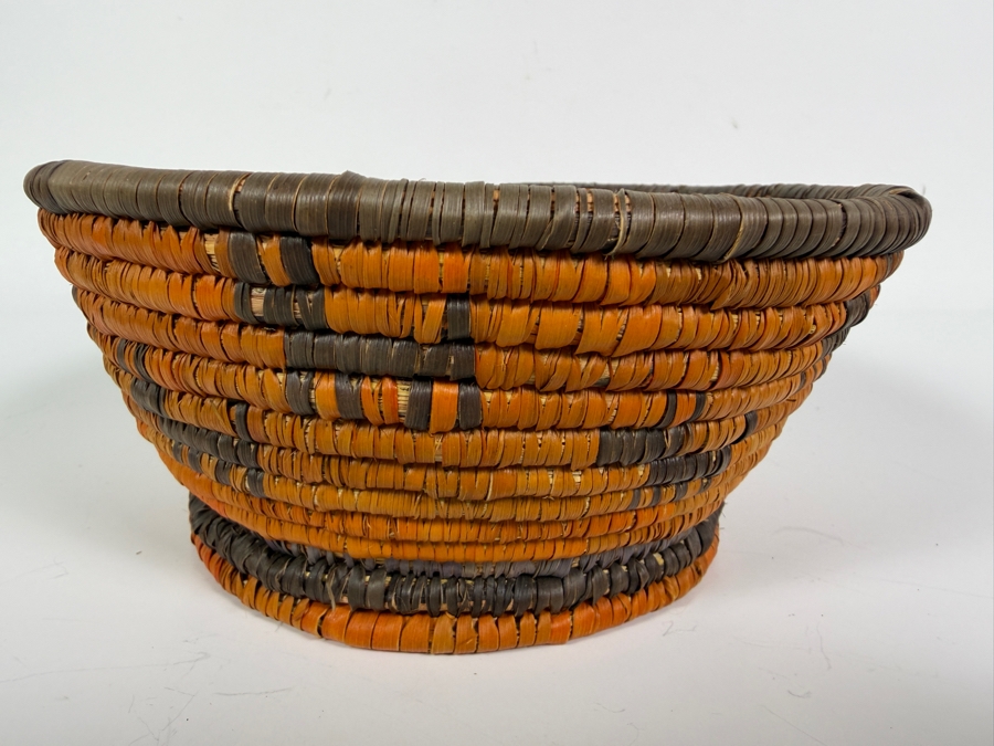 Vintage Hand-woven Coiled Basket Bowl 7'W X 3.25' [Photo 2]