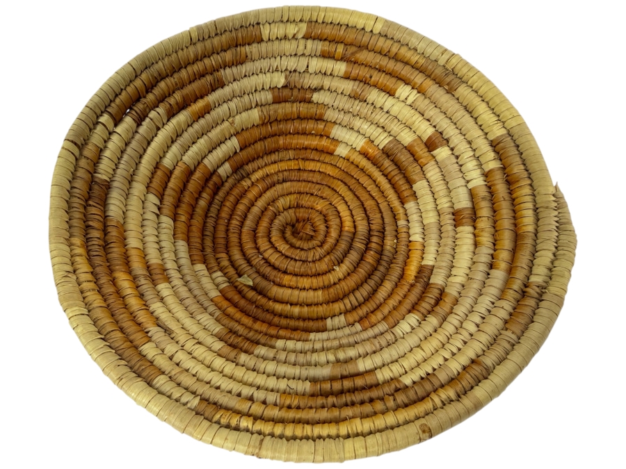 Vintage Hand-woven Coiled Basket Bowl 7'W X 2'H