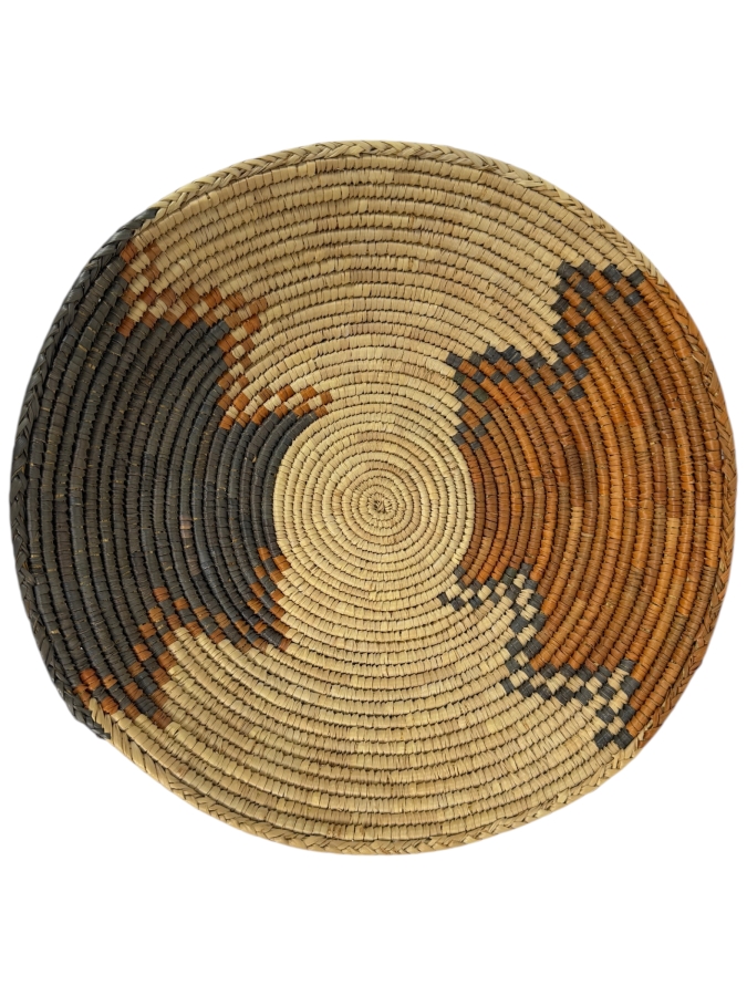 Vintage Hand-woven Coiled Basket Bowl 13'W X 2'H