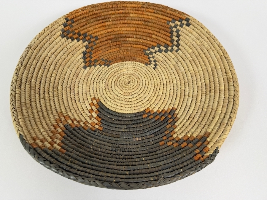 Vintage Hand-woven Coiled Basket Bowl 13'W X 2'H [Photo 2]