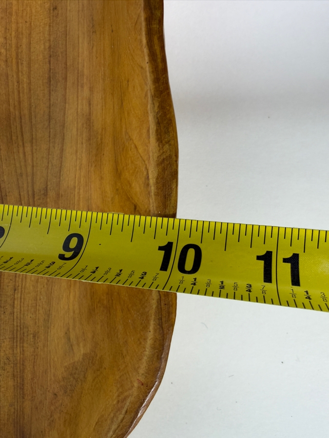 Mid-Century Modern Hand Carved Live Edge Burl Wood Freeform Serving Tray Bowl Signed JK 18' X 10' [Photo 7]