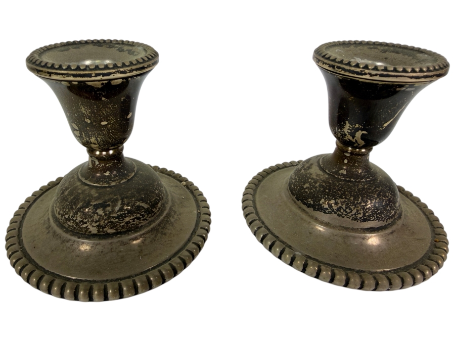 Pair of Weighted Sterling Silver Candleholders 3.5'H