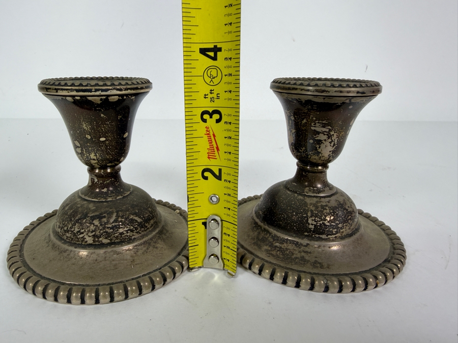 Pair of Weighted Sterling Silver Candleholders 3.5'H [Photo 5]