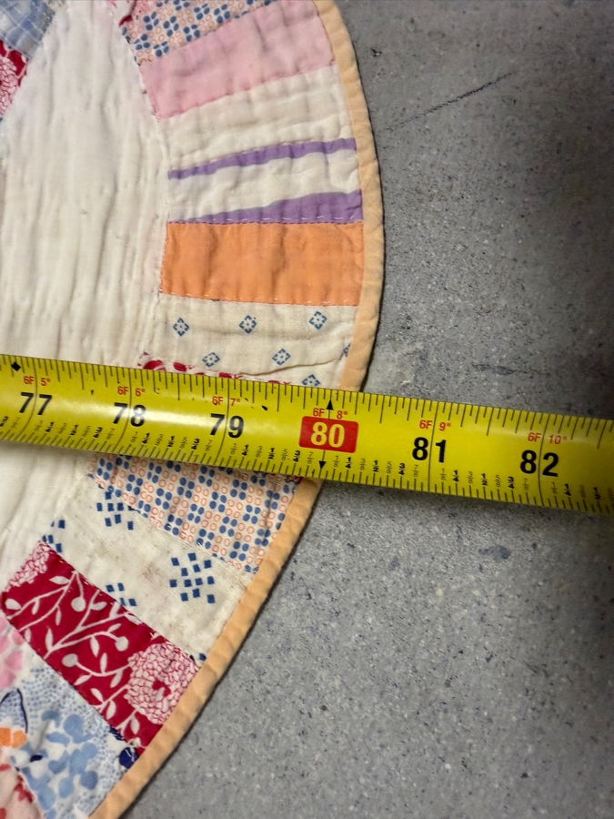 Vintage Handmade Double Wedding Ring Quilt 64.5 X 80 [Photo 5]