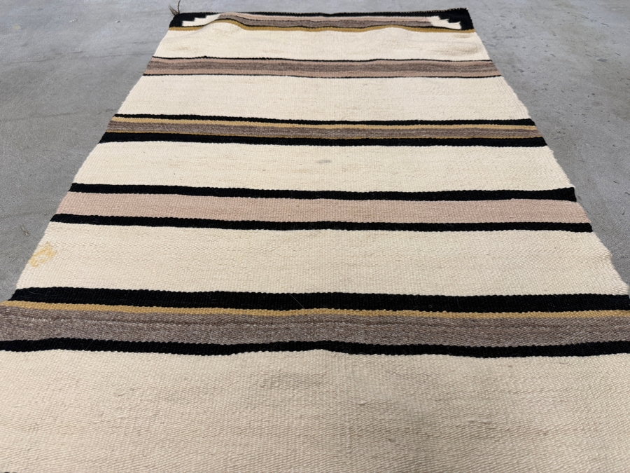 Vintage Native American Handmade Navajo Saddle Blanket Rug 31' X 61' [Photo 7]