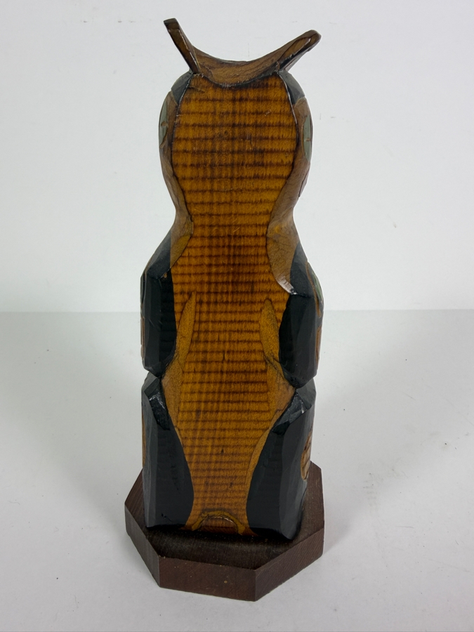 Signed Hand-carved and Painted Wooden Miniature Totem Pole Made in Alaska 9'H [Photo 5]