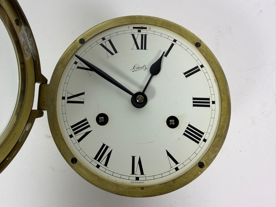 Vintage Schatz Royal Mariner Mechanical Key-wind Ship's Bell Clock Featuring a Solid Brass Case [Photo 3]