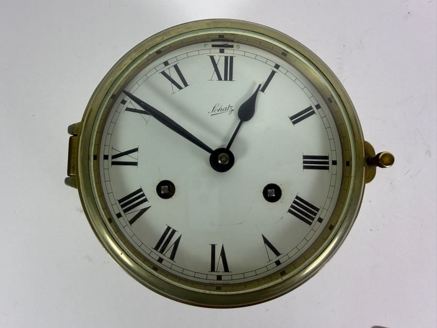 Vintage Schatz Royal Mariner Mechanical Key-wind Ship's Bell Clock Featuring a Solid Brass Case [Photo 2]