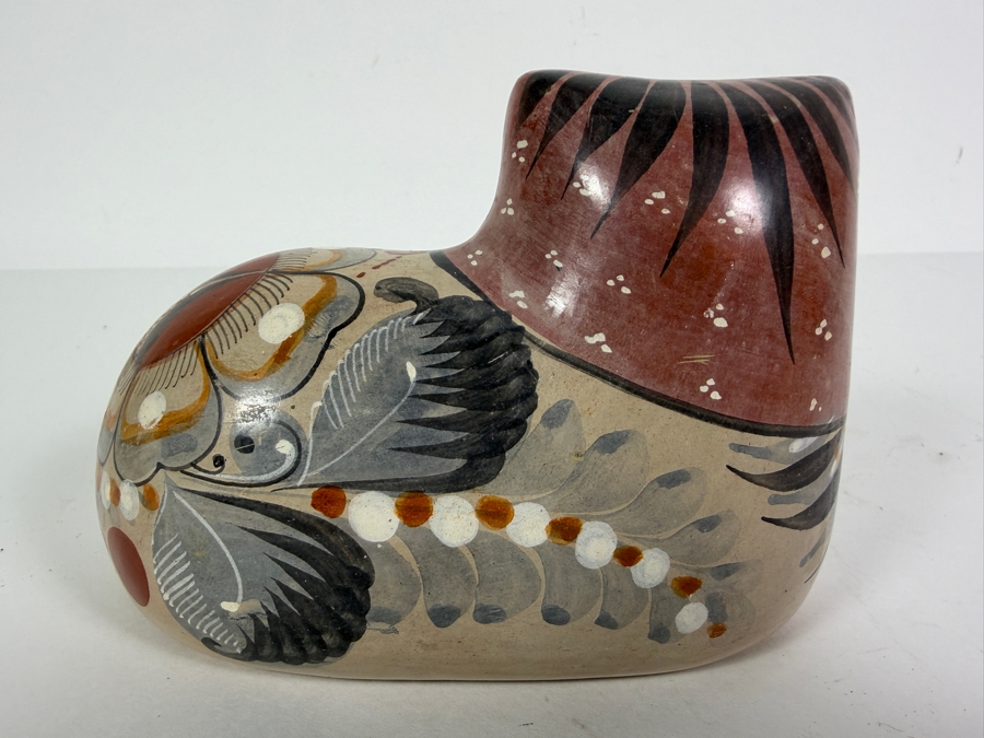 Vintage Mexican Folk Art Pottery Cat Figurine from Tonala, Jalisco 6W X 4H [Photo 4]