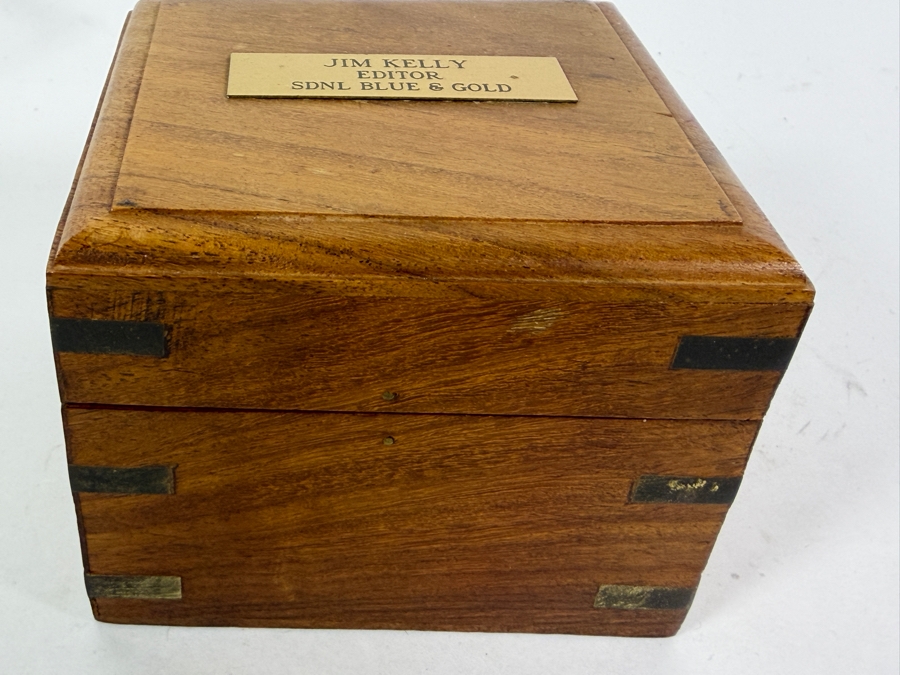 Vintage Marine Gimbaled Brass Compass In Fitted 4' Hardwood Box [Photo 5]