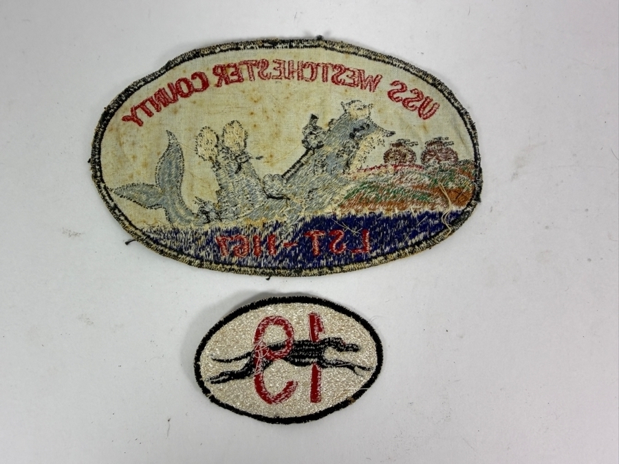 Vintage Vietnam War US Navy USS Westchester County LST-1167 In-Country Embroidered Jacket Patches Set 7'W and 3'W [Photo 4]